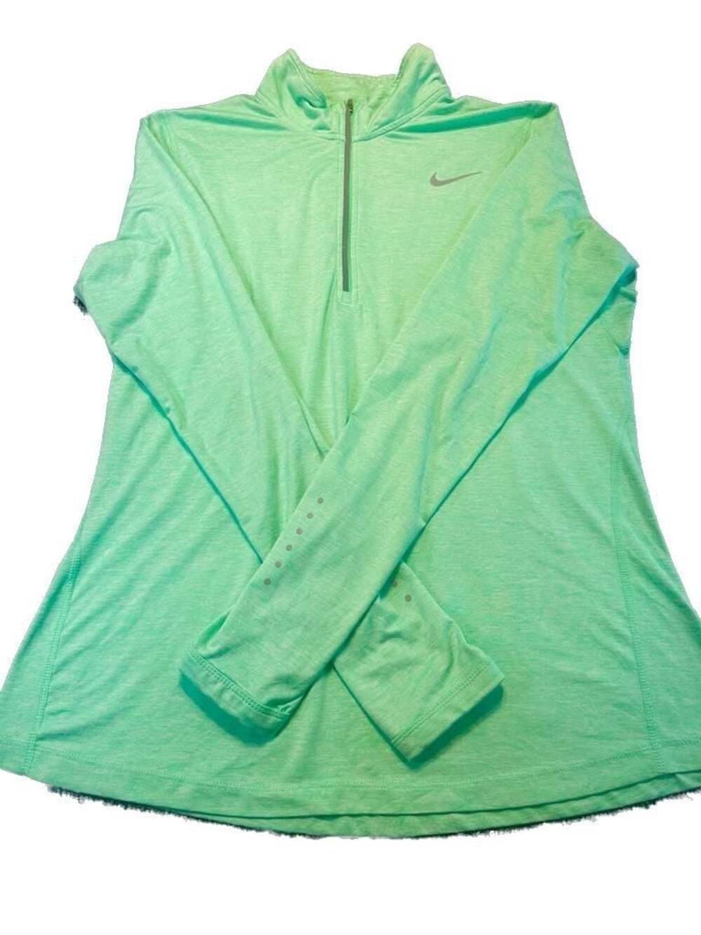 Nike Women's Dri-Fit Running Half-Zip Pullover Top Light Green Activewear Yoga